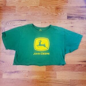 Vintage Size L Y2K John Deere Green Cropped T-Shirt